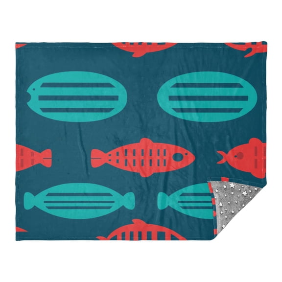 Underwater Fish Camping Blankets Bed Throws and Cozy Travel Blanket Fluorescence 70x55in Double Sided