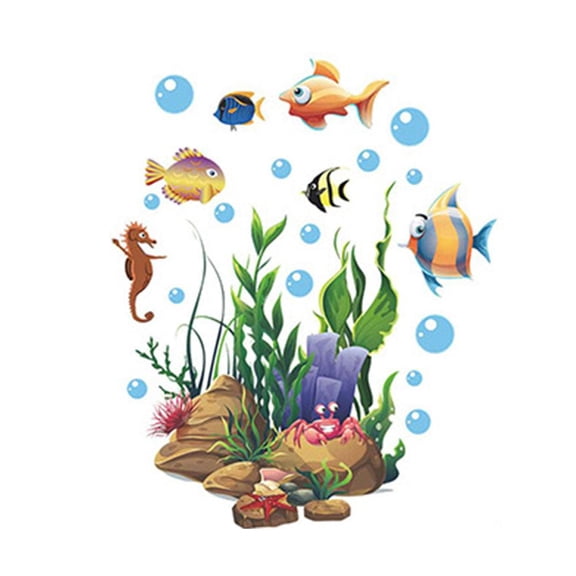 Underwater Fish Bubble Toilet Bathroom Sticker Waterproof Decoration Decal. 9CV5
