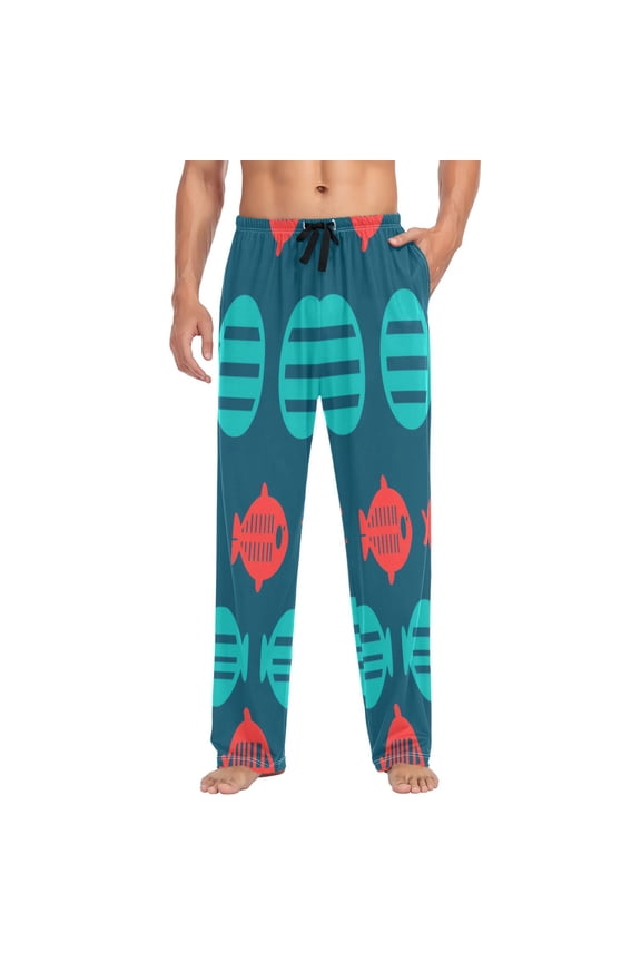 Underwater Fish Mens Cotton Pajama Pants Long Staple Lightweight Sleep Bottoms with Pockets Breathable