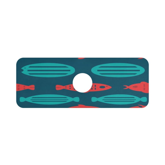 Underwater Fish Single Compact Faucet Drying Pad 14.7x5.4in Absorbent Mat for Small Sinks, Vanity Countertops