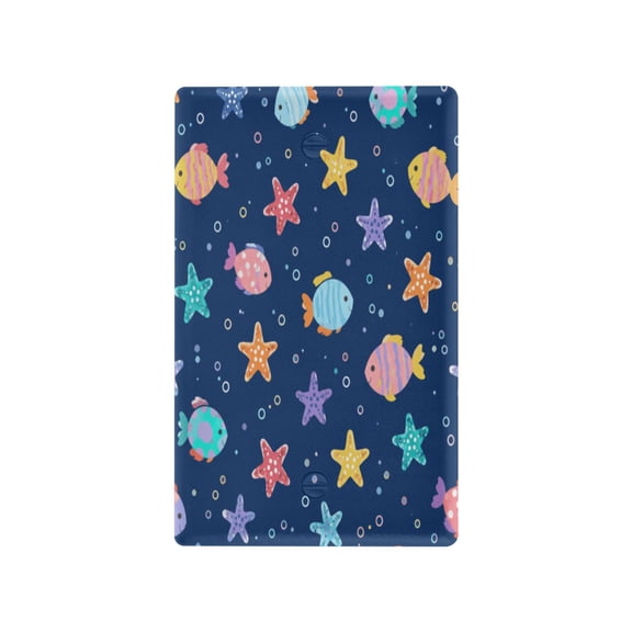 Underwater Fish Starfish Pattern Decorative Wall Plate, Flame Retardant PC Plastic Light Switch & Outlet Cover with Mounting Screws Fits Blank Unused Outlet