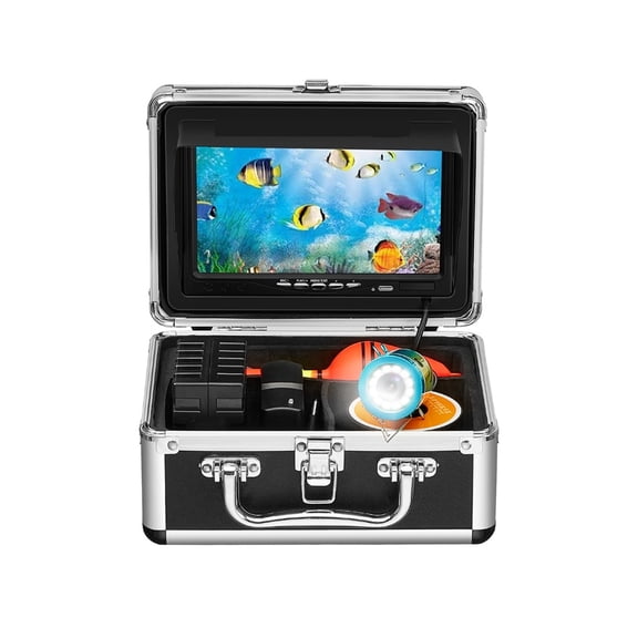 Underwater Fishing Camera 1000TVL Video Fish Finder For Winter Sea/River/Ice Fishing 50M Cable 7 Inch Monitor 12 White Lights ,Wide View Angle