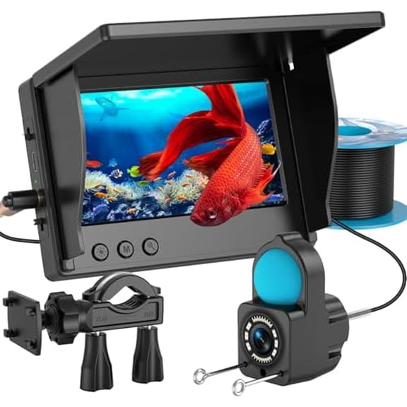 Underwater Fishing Camera 1080P HD, Portable Fish Finder with 4.3" LCD Display & Infrared Night Vision Light, IP68 Waterproof & 5000mAh, Fishing Camera for Ice Lake Boat Kayak Fishing - 15M