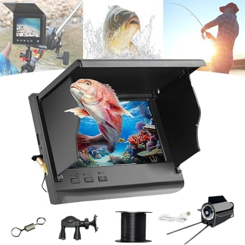 Underwater Fishing Camera, 2025 New Fishing Camera, 4.3/5inch 220° Night Vision Portable Fish Finder (50M,5.0in)