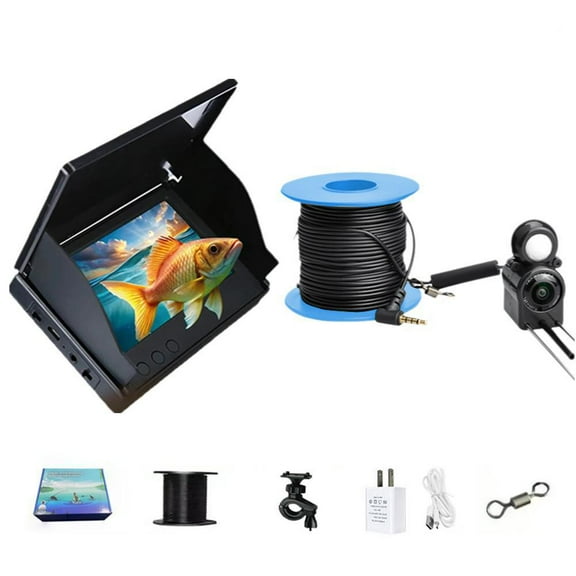 Underwater Fishing Camera, 4.3" HD Ice Fishing Camera with Night Vision, 30M Cable, 220° Wide-Angle Lens for Lake Sea Boat Fishing