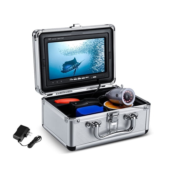 Underwater Fishing Camera 7 Inch Monitor 1000TVL IP68 Waterproof 15M/30M Cable Outdoor Sunvisor Winter Fishing Fish Finder ,Wide View Angle