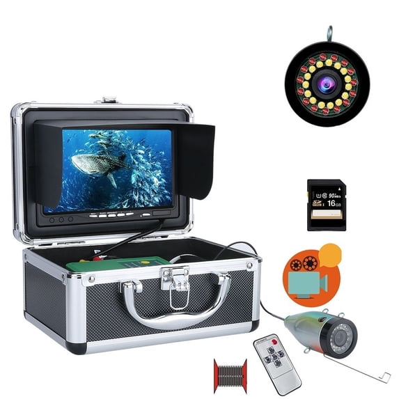 Underwater Fishing Camera DVR Fish Finder Underwater Fishing Cameras 7 Inch HD Screen 30pcs LED AHD 1080P 16G Card For Winter ICE Fishing ,Easy to Use