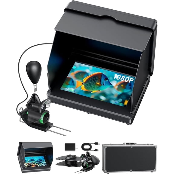 Underwater Fishing Camera,Fishing Camera Ice Fish find 5nch LCD Display Underwater W/ 10000mah Li-,100ft and 4 count Ir Lights for Boat Lake Kayak Ice Fishing