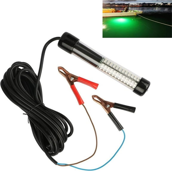 Underwater Fishing Light,12 V 180 LED 1080 Lumens Night Fishing Lure Bait Finder Crappie Boat Green Ice Fishing Light Submersible Fish Finder Lamp for Docks, Fish Attractor, Luring Light 5M Cable