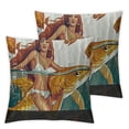 thumbnail image 1 of Underwater Flannel Fleece Pillow Cushion Cover, Cartoon Mermaid Riding on Goldfish Swimming Animals Happy, Decorative Square Accent Pillow Case, Orange Marigold White, 1 of 7