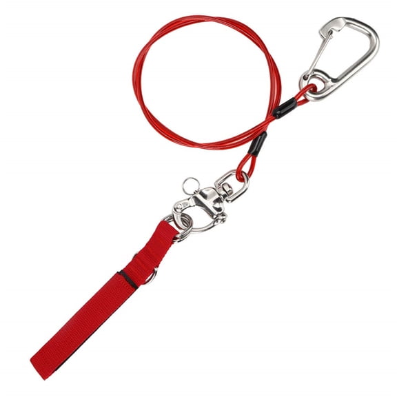Underwater Freediving Diving Lanyard Stainless Steel Rope with Wristband & Carabiner Diving Safety Lanyard Rope