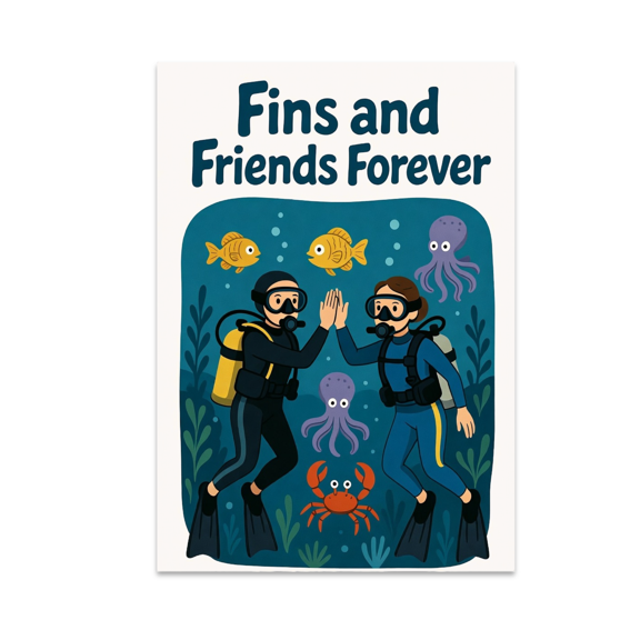 Underwater Friendship Decor - Scuba Diving Enthusiast - 13x19 Poster Print