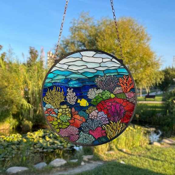 Underwater Glass Suncatcher, Window Hanging Fish Wall Decor, 3.5 in