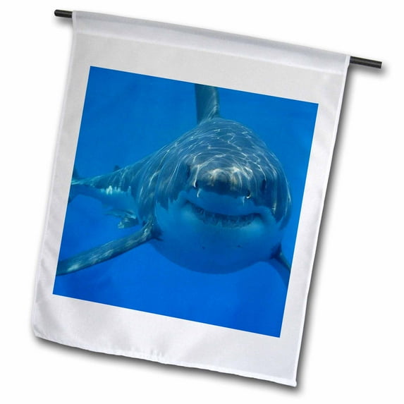 3dRose, Underwater Great White Shark, 12 x 18 inch Garden Flag