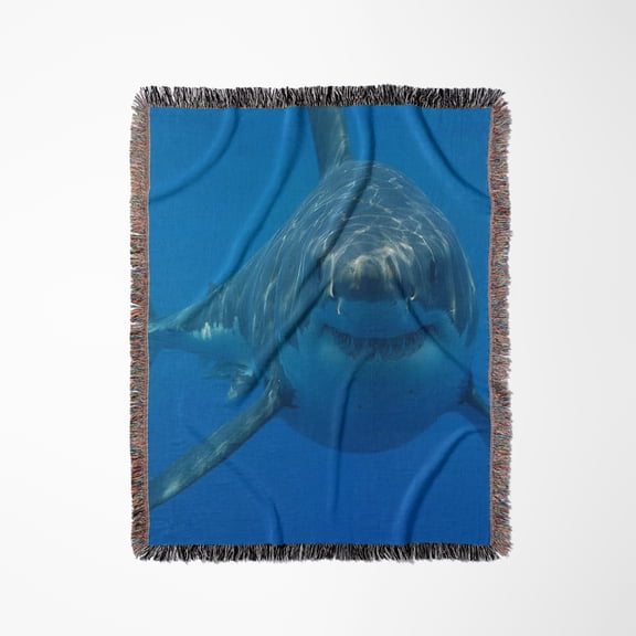 Underwater Great White Shark, Woven Blanket
