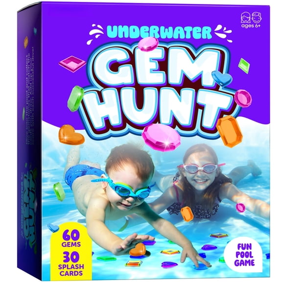 Underwater Hunt Pool Diving Game with Gemstones and Cards