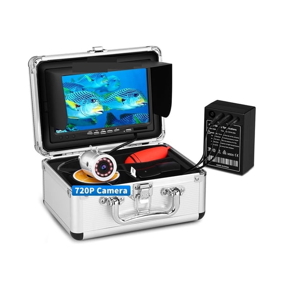 Underwater Ice Fishing Camera Upgraded 720P Camera 12 IR Lights Fish Finder 7 Inch 1024x600 IPS Screen For Lake/Sea Fishing ,Wide View Angle