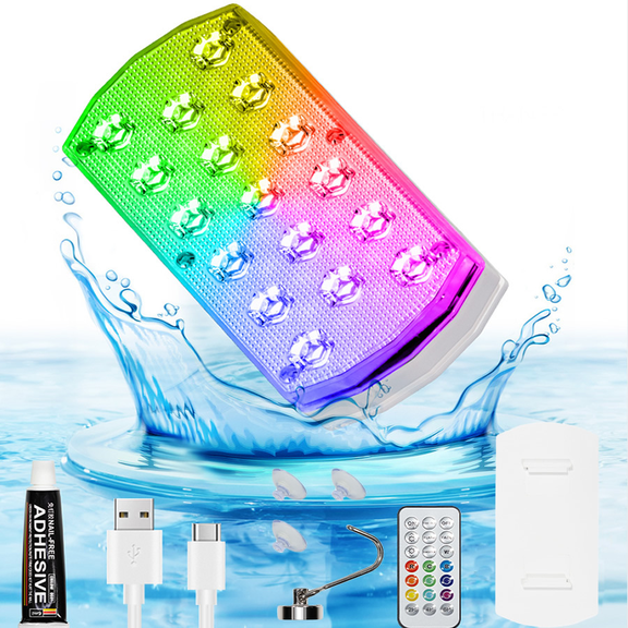 Underwater LED Pool Light, IP68 Waterproof RGB Submersible Light, Rechargeable Remote Control Lamp for Pool Hot Tub,(White 1pcs)