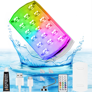 Underwater LED Pool Light, IP68 Waterproof RGB Submersible Light, Rechargeable Remote Control Lamp for Pool Hot Tub,White 1pcs