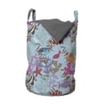 thumbnail image 1 of Underwater Laundry Bag, Fish Aquatic Animals Jellyfish Starfish Sea Creatures Pattern, Hamper Basket with Handles Drawstring Closure for Laundromats, 13" x 19", Pale Sky Blue Multicolor, by Ambesonne, 1 of 4