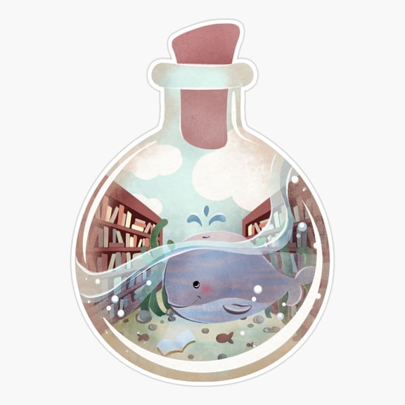 Underwater Library Book Art Vinyl Decal Sticker