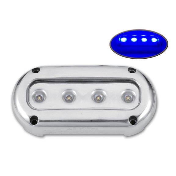 Underwater Light Waterproof Stainless Steel 316 Surface Mount (4x 3W Blue LED)