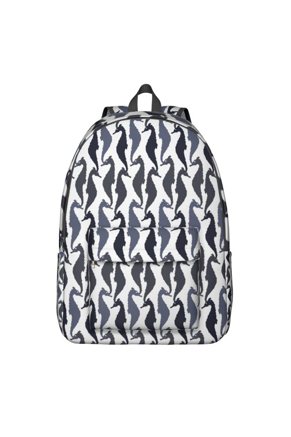Underwater Marine Life Seahorse Travel Backpack Durable Oxford Material Backpack with Nautical Pattern Comfortable Carrying Large Capacity and Anti-theft Features for Students Travelers and Outdoor Ac