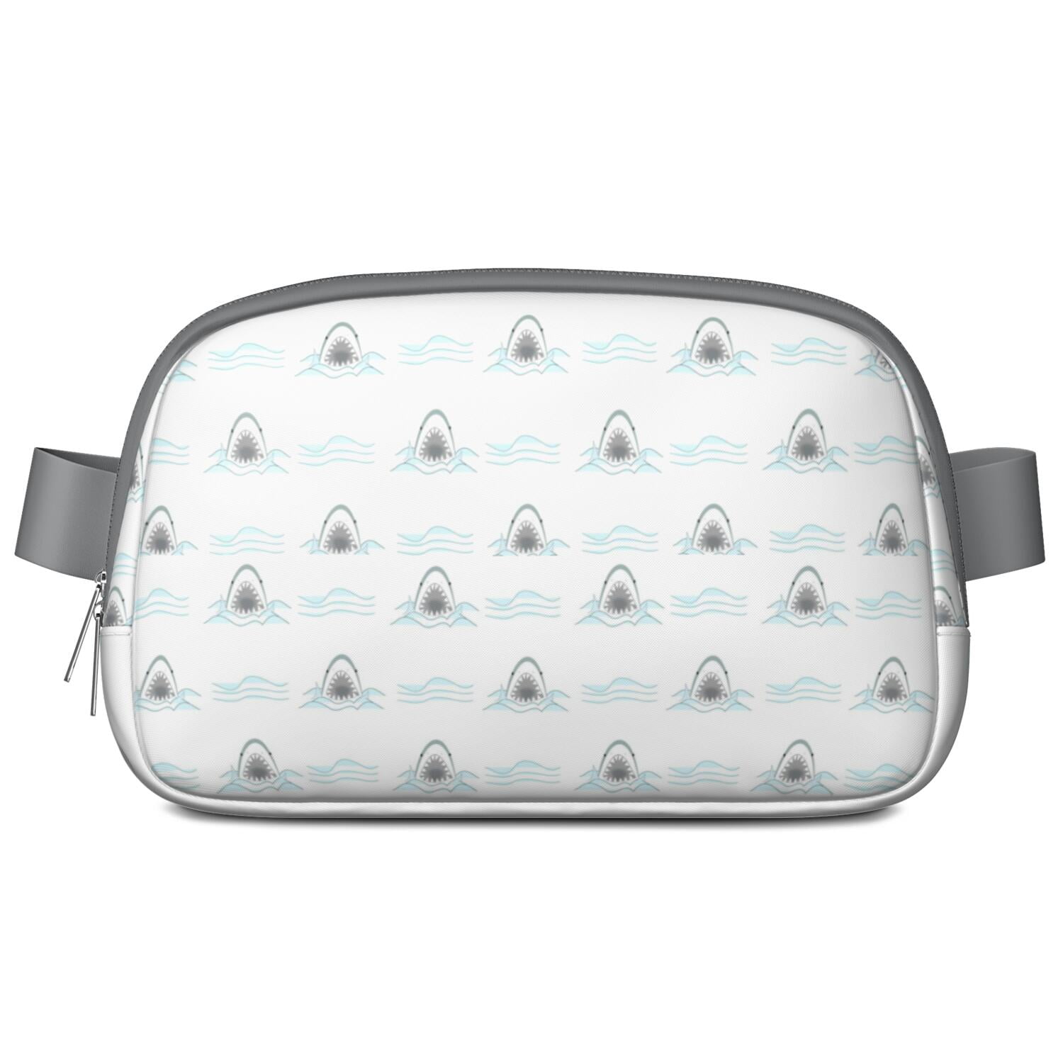 Underwater Marine Print Fanny Pack – Cute Cartoon Shark, Whale & Dolphin Waist Bag with Tropical Ocean Theme for Women