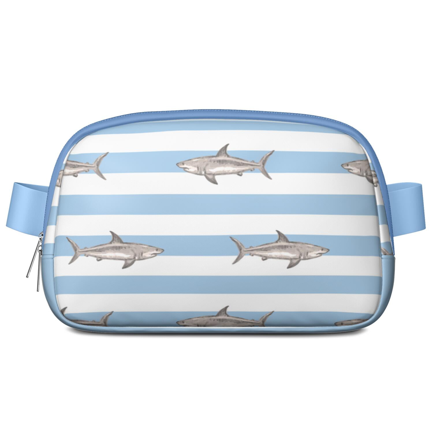 Underwater Marine Print Fanny Pack – Cute Cartoon Shark, Whale & Dolphin Waist Bag with Tropical Ocean Theme for Women