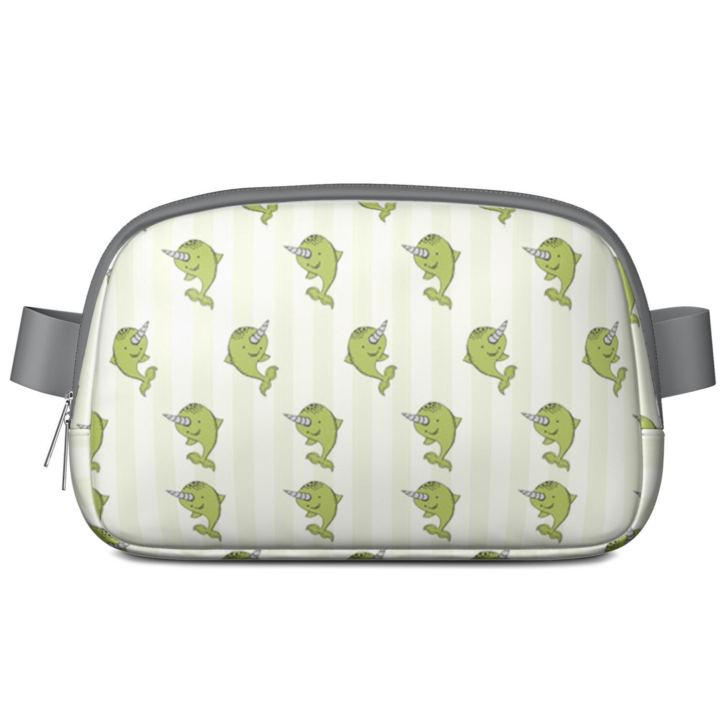 Underwater Marine Print Fanny Pack – Cute Cartoon Shark, Whale & Dolphin Waist Bag with Tropical Ocean Theme for Women