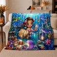 thumbnail image 1 of Underwater Mermaid Adventure Fantasy, Playful Coastal Landscape Scene, Warm Flannel Blanket for Beach House and Living Room, Beach Lovers Housewarming Gift, Coastal Home Decor, 1 of 9