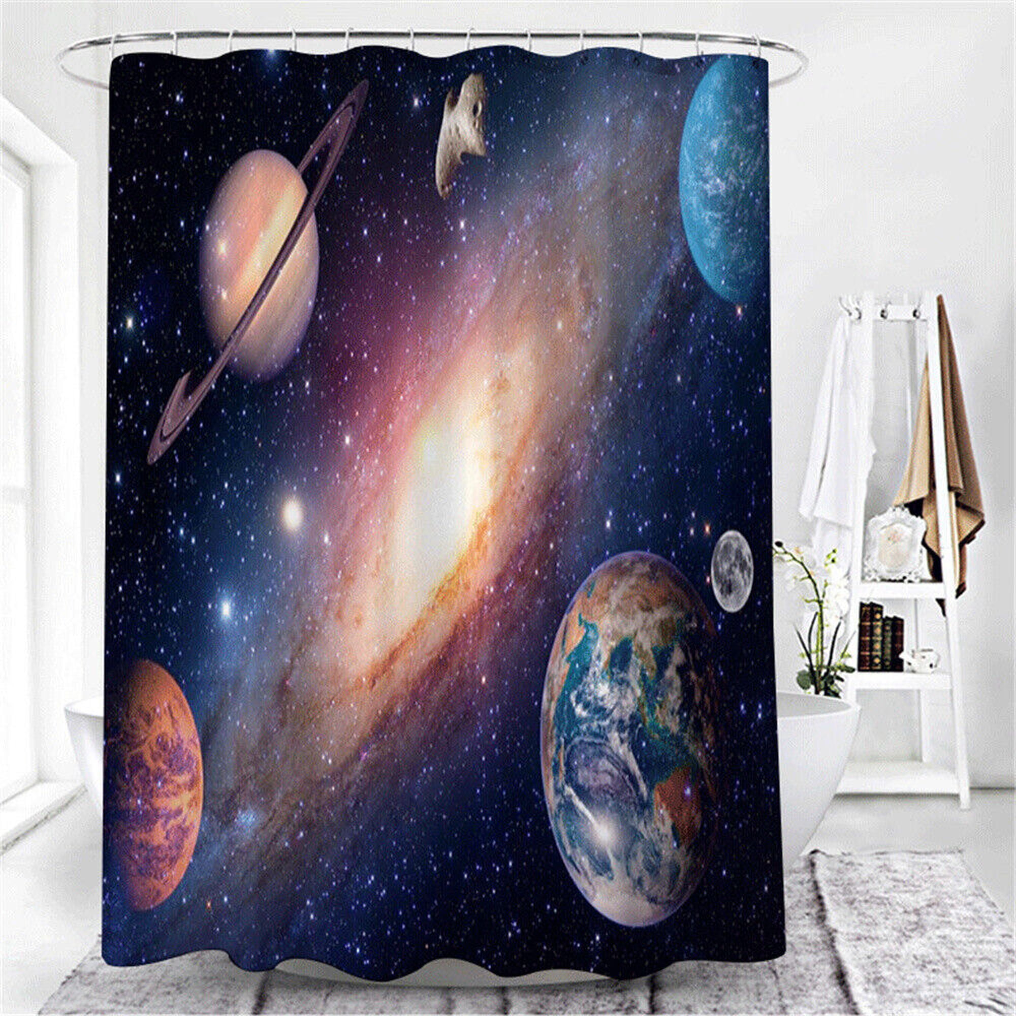 Underwater Oasis: 3D Sea Planet Shower Curtain Set with Waterproof ...