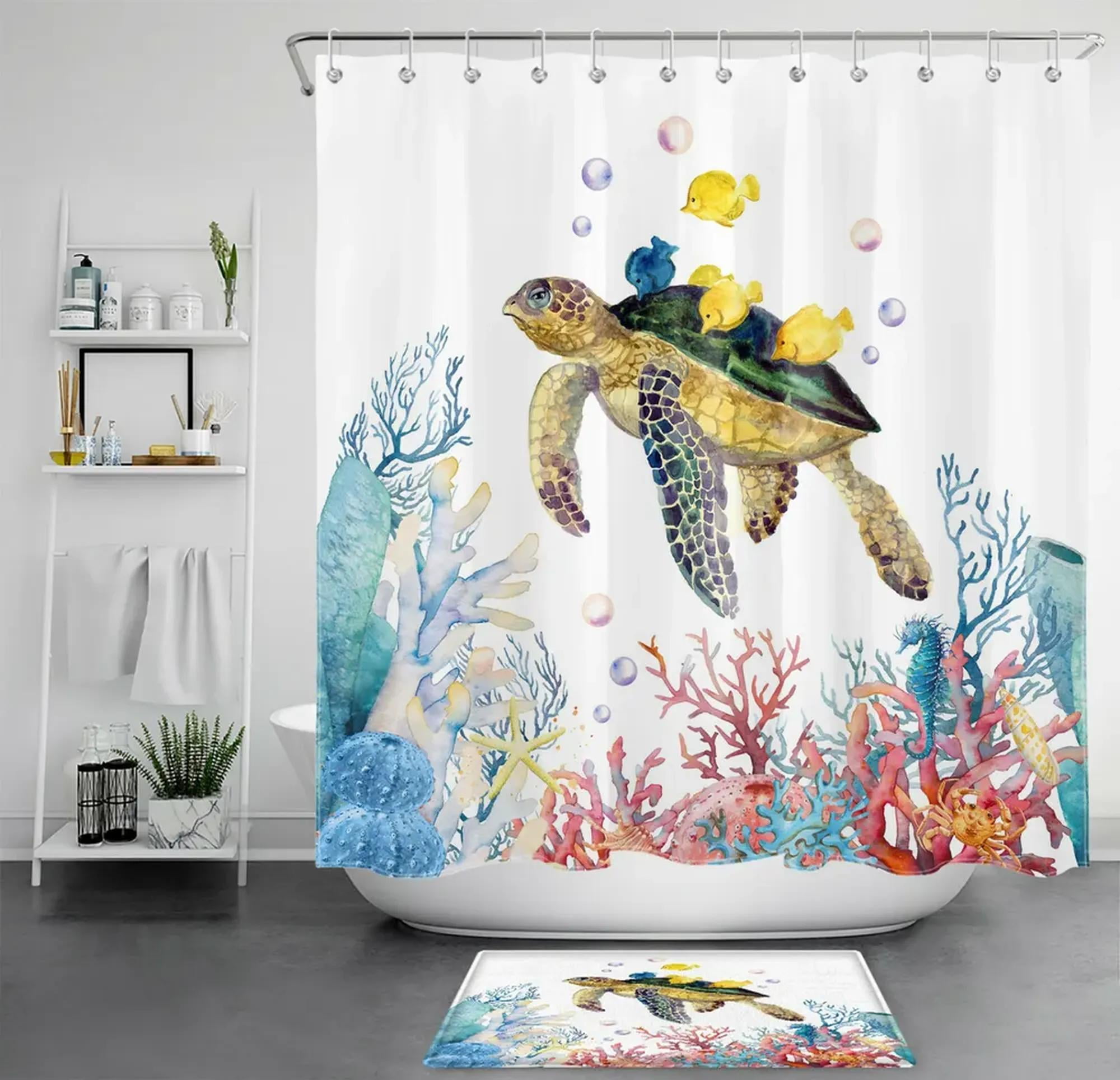 Underwater Oasis Shower Curtain - Marine Life Bathroom Decoration ...