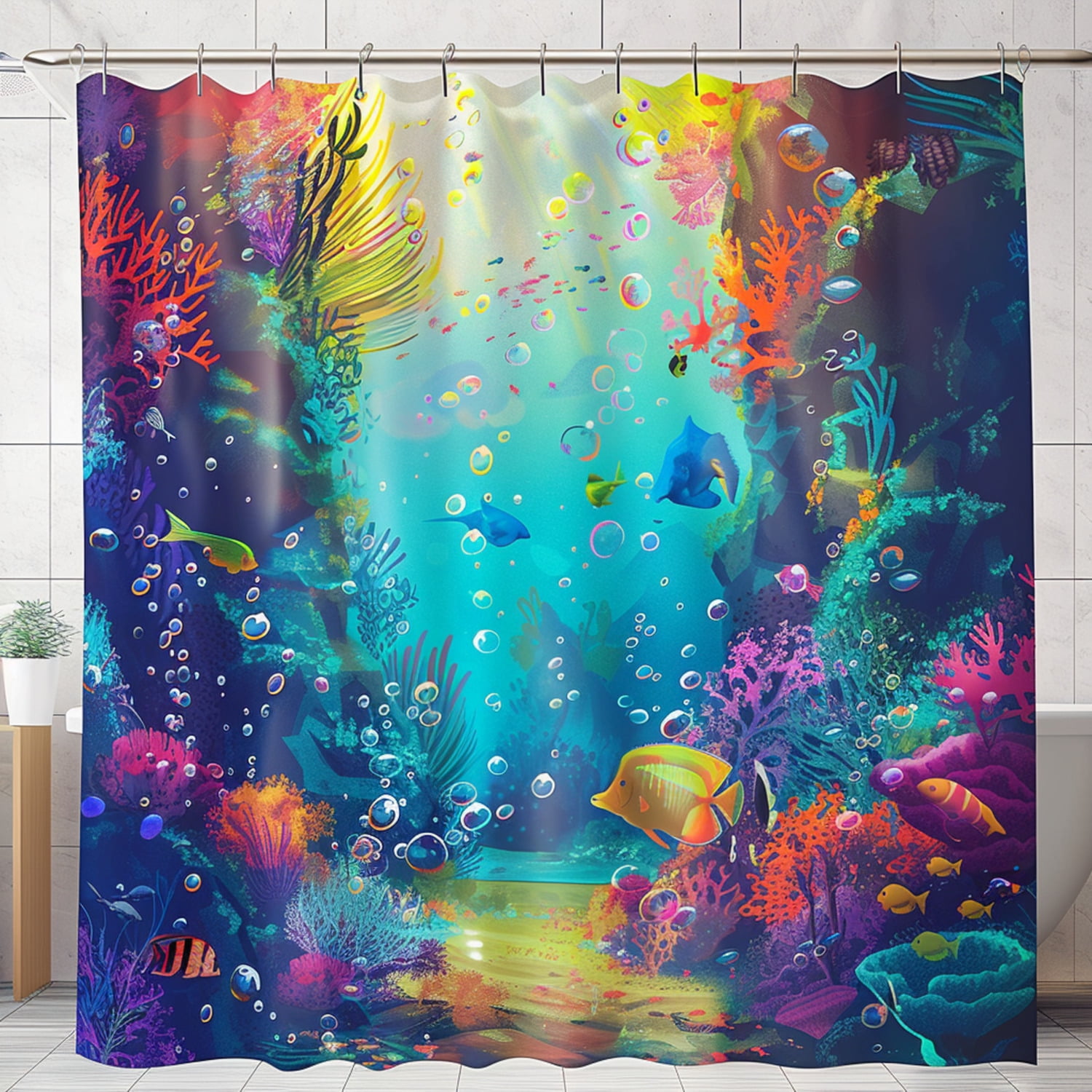 Underwater Paradise Shower Curtain Vibrant Ocean Life Design Coral