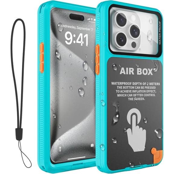 Underwater Phone Case for Snorkeling, [IP68 Waterproof] [Sensitive Inflated Touchscreen] [Precise Buttons], Only for 6.7" iPhone 15/14/13/12 Pro Max, iPhone 16/15/14 Plus