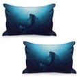 thumbnail image 1 of Underwater Quilted Pillowcover Set of 2, Fantasy Mermaid in the Deep Water Swimming up to the Surface Sun Rays Art Print, Standard Queen Size Pillow Cover for Bedroom, 30" x 20", Blue, by Ambesonne, 1 of 1