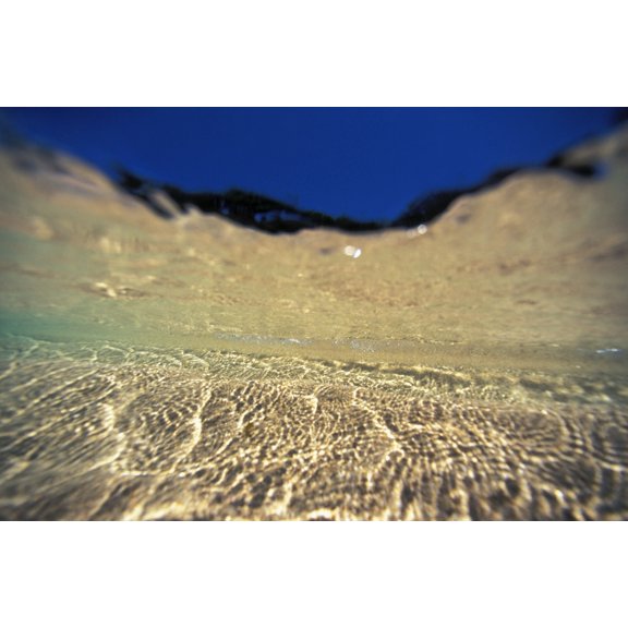 Underwater Reflections Along Sandy Bottom At Surface Blue Sky Visible Canvas Art - Vince Cavataio Design Pics (34 x 22)