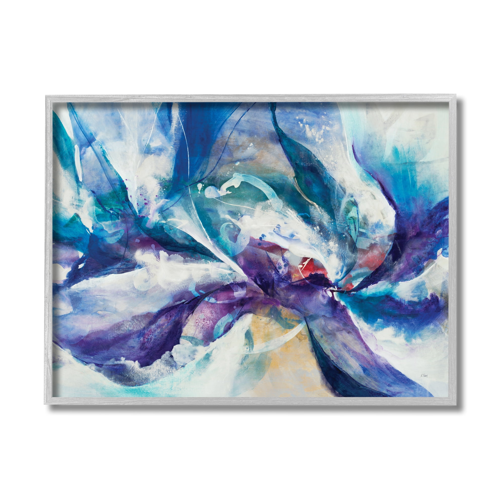 Stupell Industries Underwater Scene Abstract Swirling Blue Purple Details,16 x 20,Designed by K. Nari