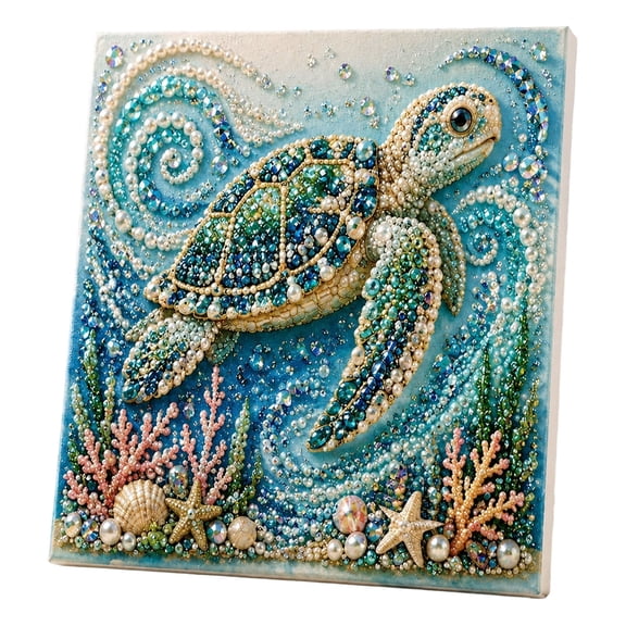 Underwater Scene Kit with Frame, Crystal Rhinestone Art Canvas for Home Wall Decor, 7 Design Patterns