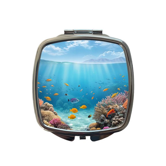 Underwater Scene Tropical Fish Ocean Travel Makeup Handbag Purse Small Pocket Compact Mirror