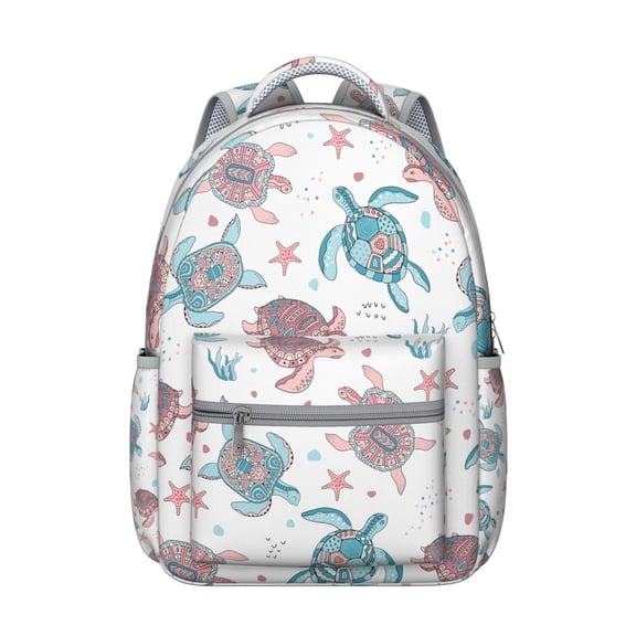 Underwater Sea Turtle Student Backpack Waterproof Durable Composite Oxford Cloth with Nautical Abstract Turtle Print, Adjustable Straps, Large Capacity for School, Travel, and Beach