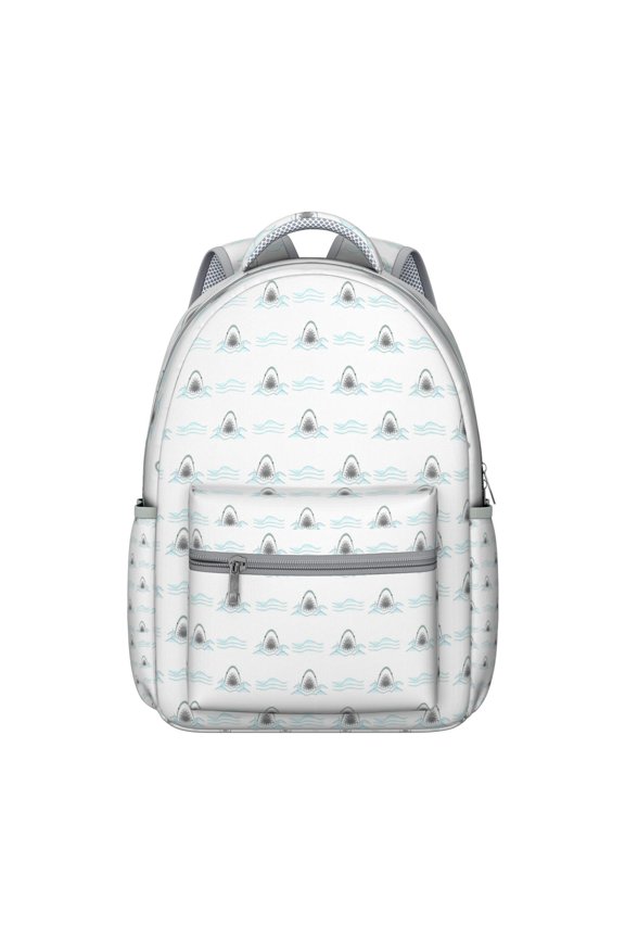 Underwater Shark and Whale Student Backpack Durable Waterproof School Bag with Hand Drawn Nautical Ocean Creatures, Breathable Padding, Adjustable Straps for School and Outdoors