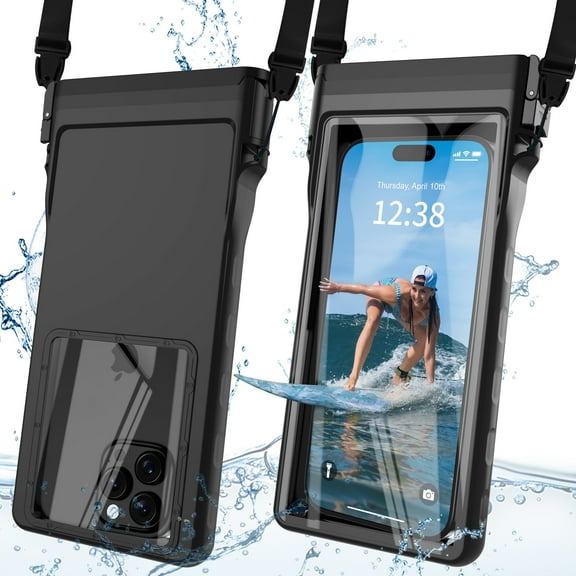 ANTSHARE Waterproof Phone Case, Underwater Diving Phone Case for Snorkeling, IPX8 Waterproof Phone Pouch with Lanyard for Apple iPhone, Samsung, up to 7.0",Beach Cruise Ship Travel Essentials-Black