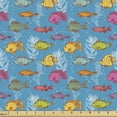 thumbnail image 1 of Ambesonne Underwater Fabric by the Yard Upholstery, Exotic Ocean Fishes Art, 1 Yard, Multicolor, 1 of 5