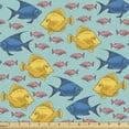 thumbnail image 1 of Underwater Sofa Upholstery Fabric by the Yard, Sea Ocean Life Theme Colorful Nautical Marine Exotic Fishes Drawing, Decorative Fabric for DIY and Home Accents, Pale Teal Multicolor by Ambesonne, 1 of 5
