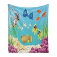 thumbnail image 1 of Underwater Soft Flannel Fleece Throw Blanket, Landscape Various Water Plants and Exotic Fishes Aquatic Print, Cozy Plush for Indoor and Outdoor Use, 50" x 70", Multicolor, by Ambesonne, 1 of 5