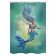 thumbnail image 1 of Underwater Stall Shower Curtain, Mermaid Upper Body of a Woman and the Tail of Fish for Swimming Marine Life, Fabric Bathroom Set with Hooks, 54W X 78L Inches, Teal Pale Blue, by Ambesonne, 1 of 1
