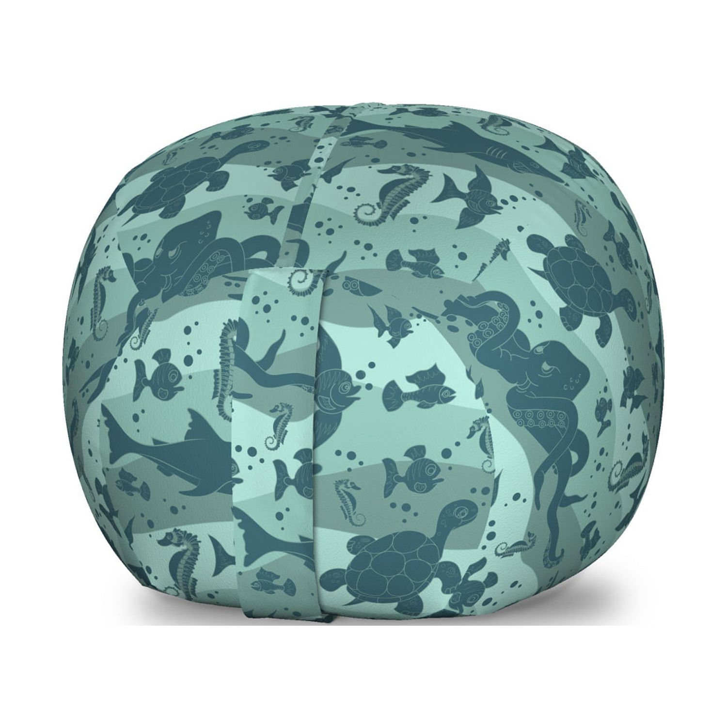 Underwater Storage Toy Bag Chair, Sea Waves Background with Sea Life ...