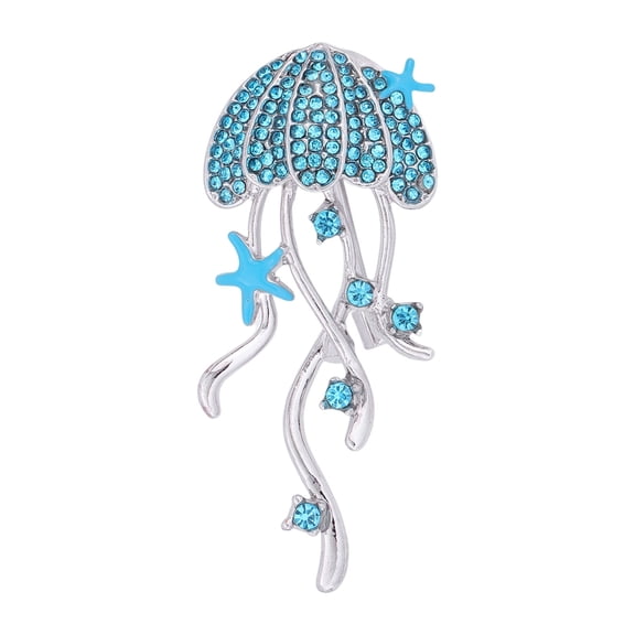 Underwater Theme Fashion Pin with Eye Catching Detail Jellyfish Brooch With Sparkling Rhinestones For Women