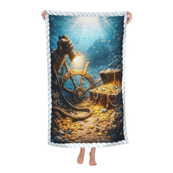 Underwater Treasure Adventure Bath Towel Soft and Highly Absorbent for Adults